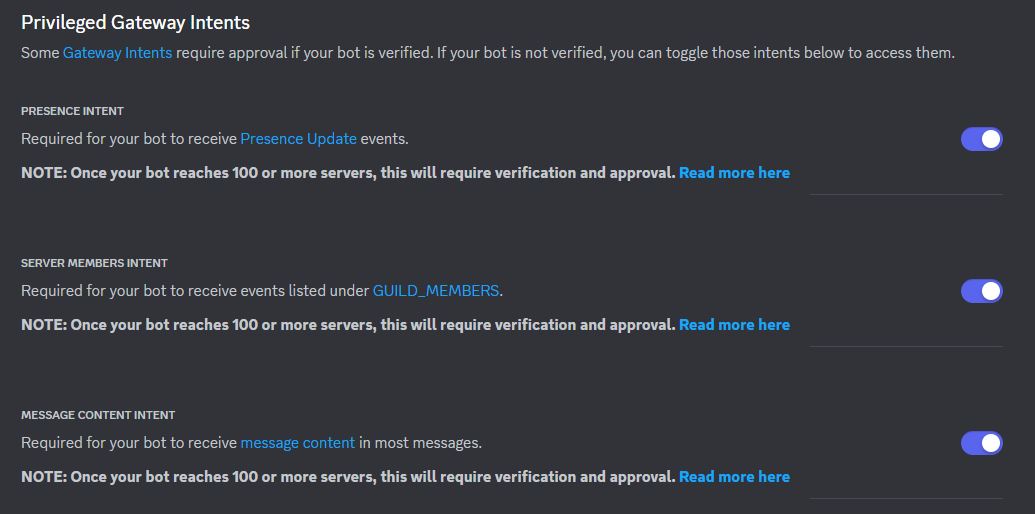 Privileged Gateway Intents